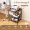Costway 3-Tier Printer Stand Rolling Fax Cart with Adjustable Shelf & Swivel Wheel Brown/Black